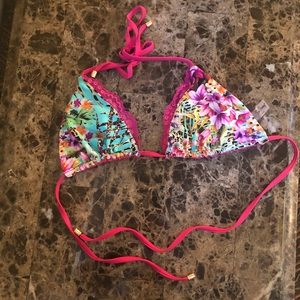 Beach Bunny Hot tropic/ pink bikini top L